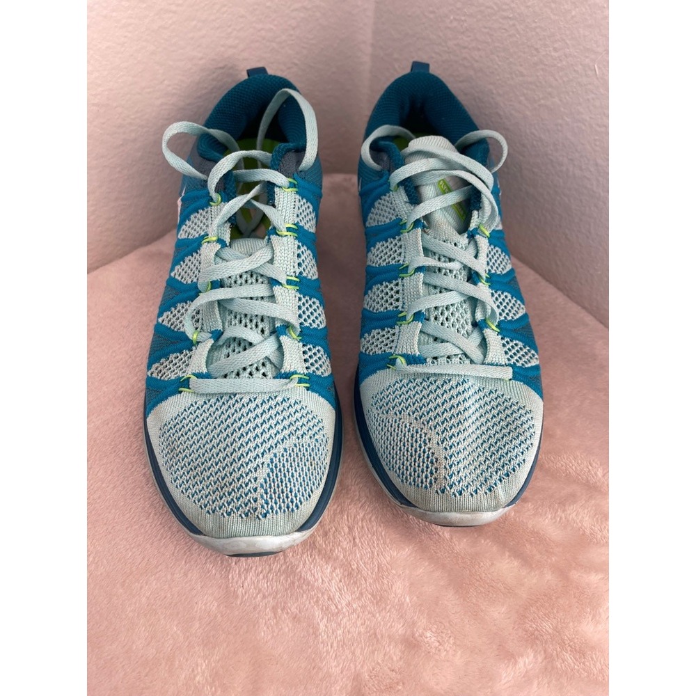 Nike Flyknit Lunar 2 Blue Aqua‎ Running Shoes Women 620658-414 Size 8.5
